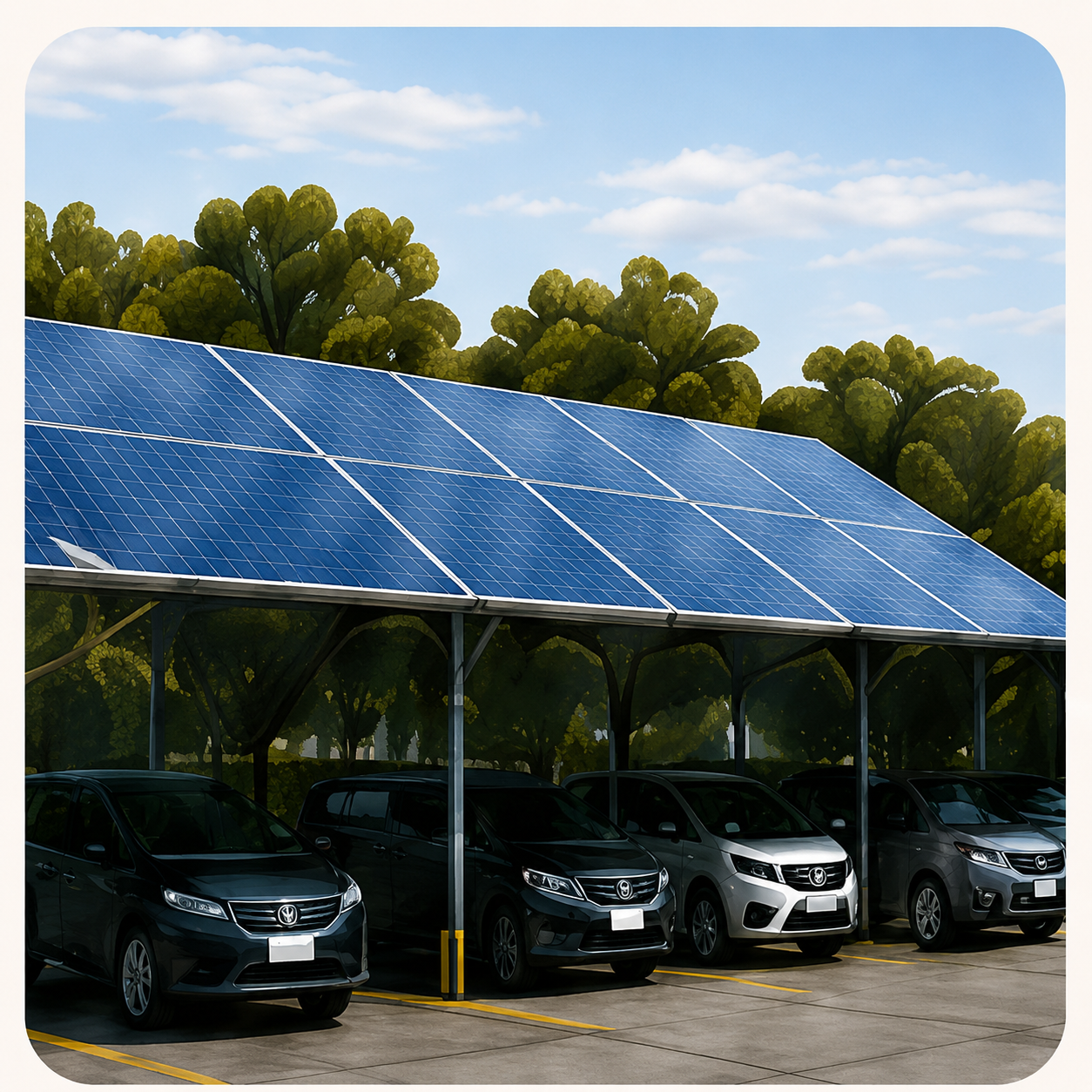 Cobertura solar sobre estacionamento