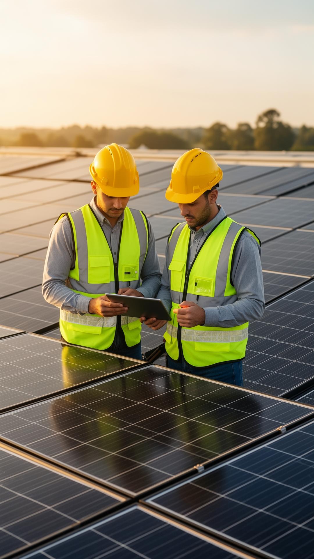 Equipe técnica de energia solar